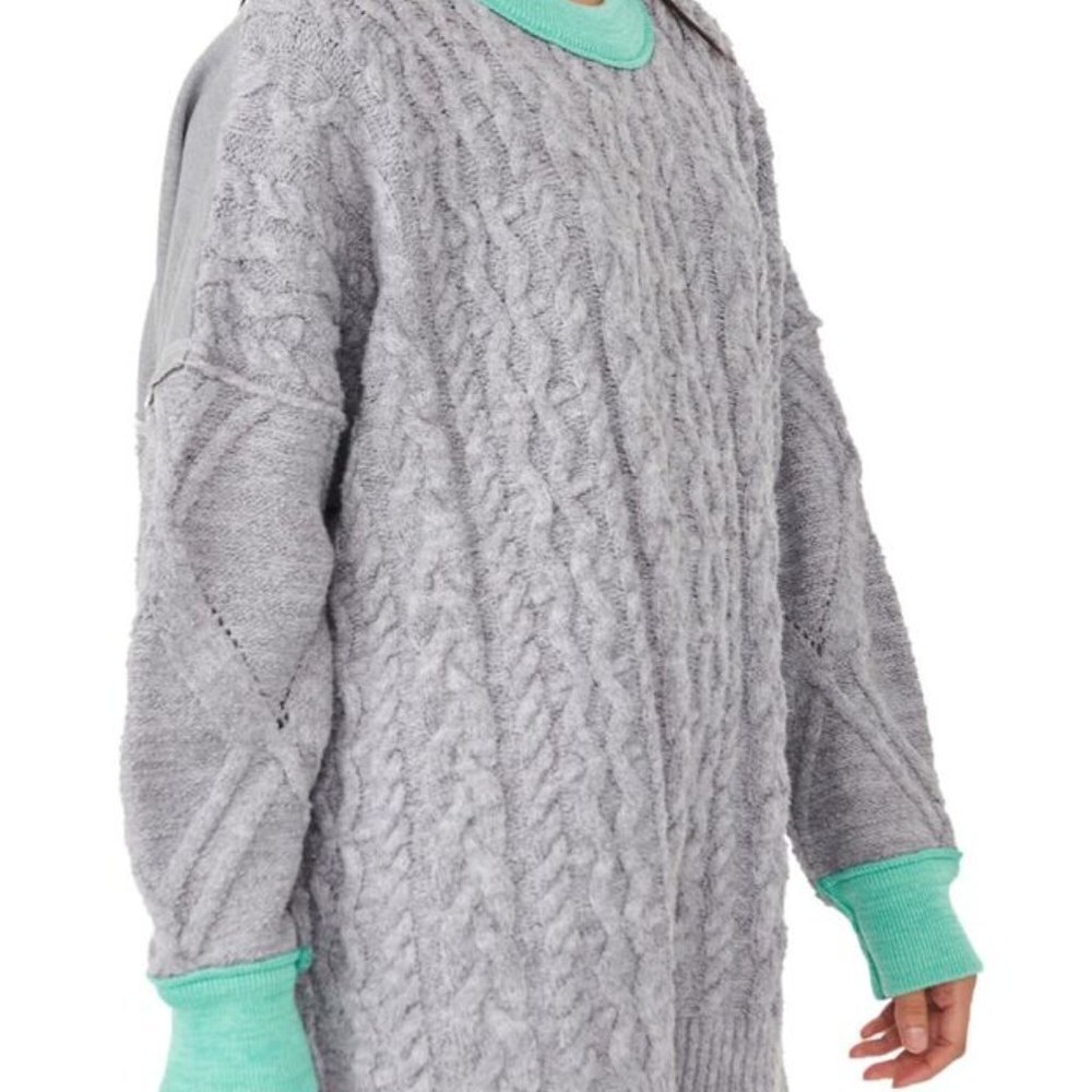 NWT $168 Free People XS Olympia Oversized Colorblock Sweater NEW Grey Combo New - Picture 5 of 9